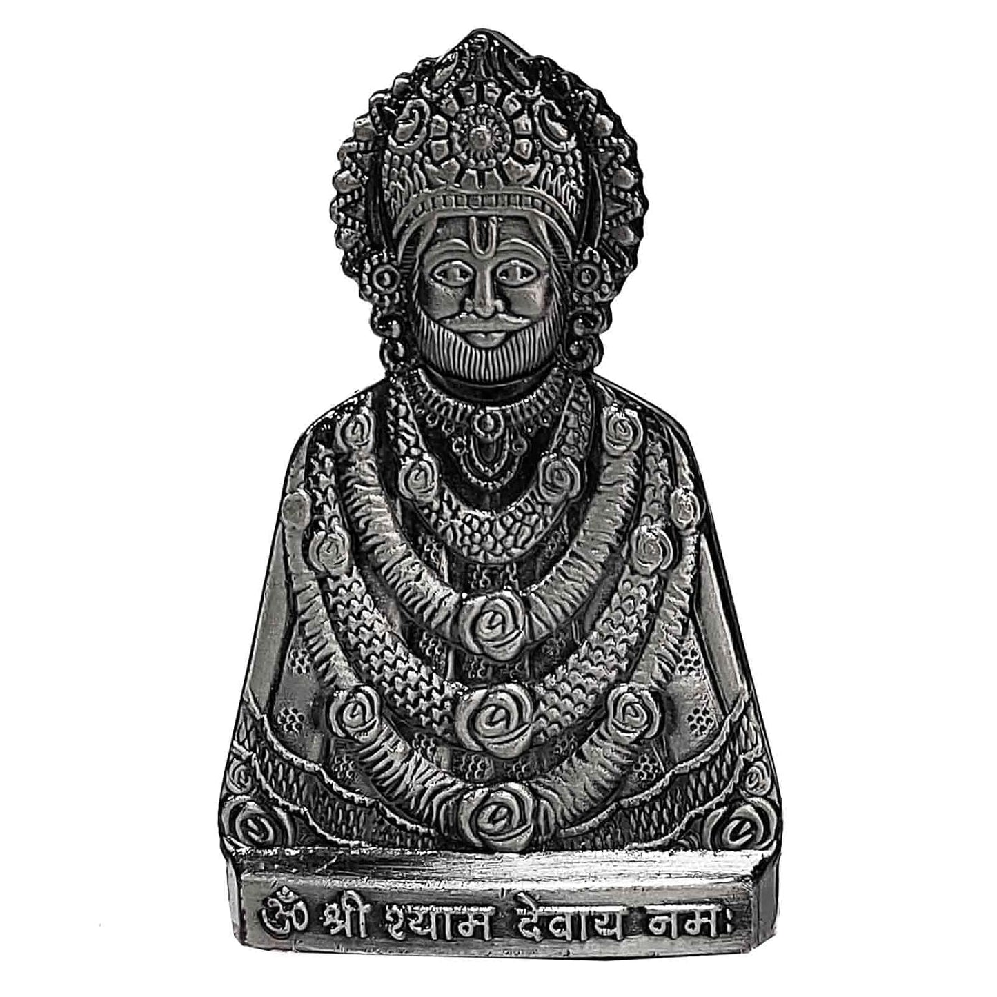 Religious Lord Shri Khatu Shyam Devay Namha Grey Metal for Car Accessories for Dash Board, Pooja & Gift,Items for Home & Office SCarDash17