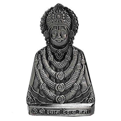 Religious Lord Shri Khatu Shyam Devay Namha Grey Metal for Car Accessories for Dash Board, Pooja & Gift,Items for Home & Office SCarDash17