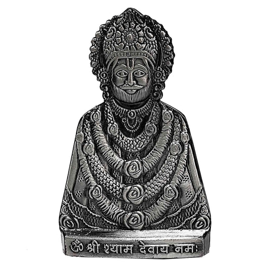 Religious Lord Shri Khatu Shyam Devay Namha Grey Metal for Car Accessories for Dash Board, Pooja & Gift,Items for Home & Office SCarDash17