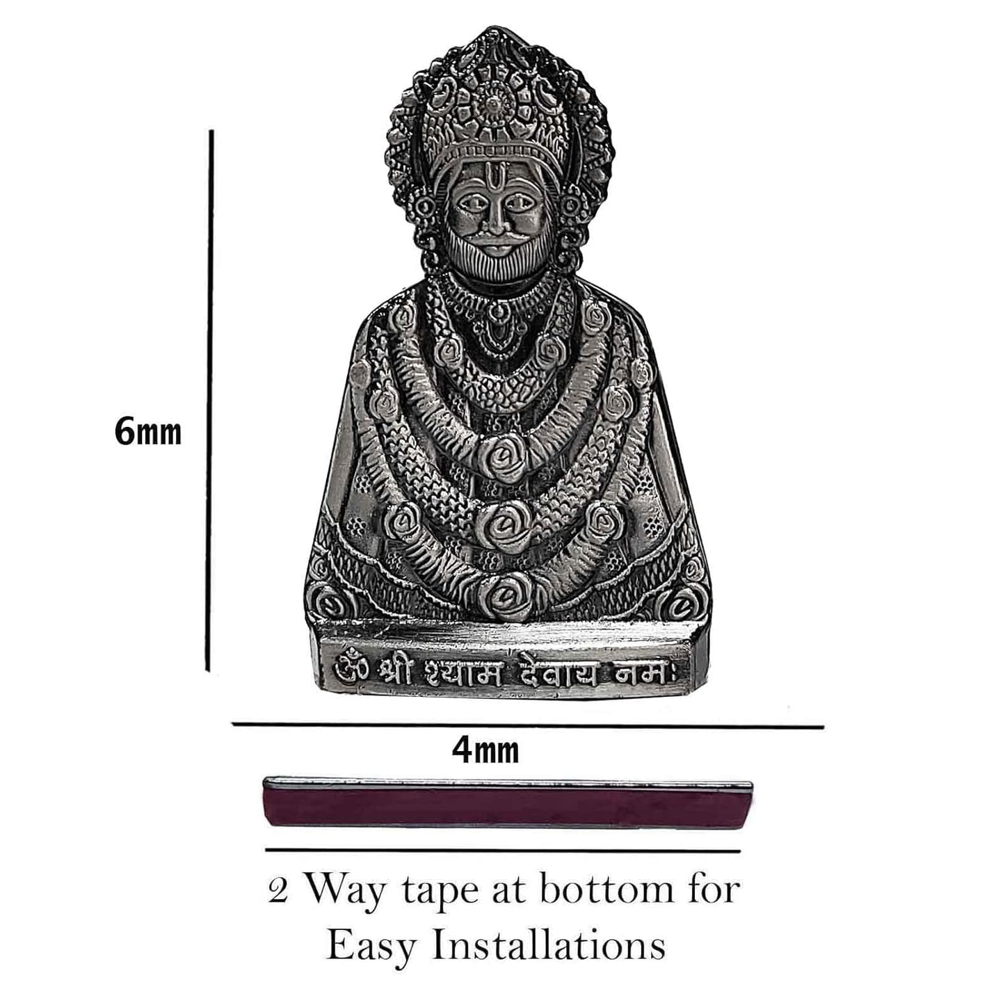 Religious Lord Shri Khatu Shyam Devay Namha Grey Metal for Car Accessories for Dash Board, Pooja & Gift,Items for Home & Office SCarDash17