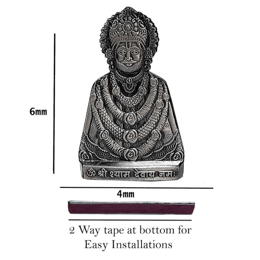 Religious Lord Shri Khatu Shyam Devay Namha Grey Metal for Car Accessories for Dash Board, Pooja & Gift,Items for Home & Office SCarDash17