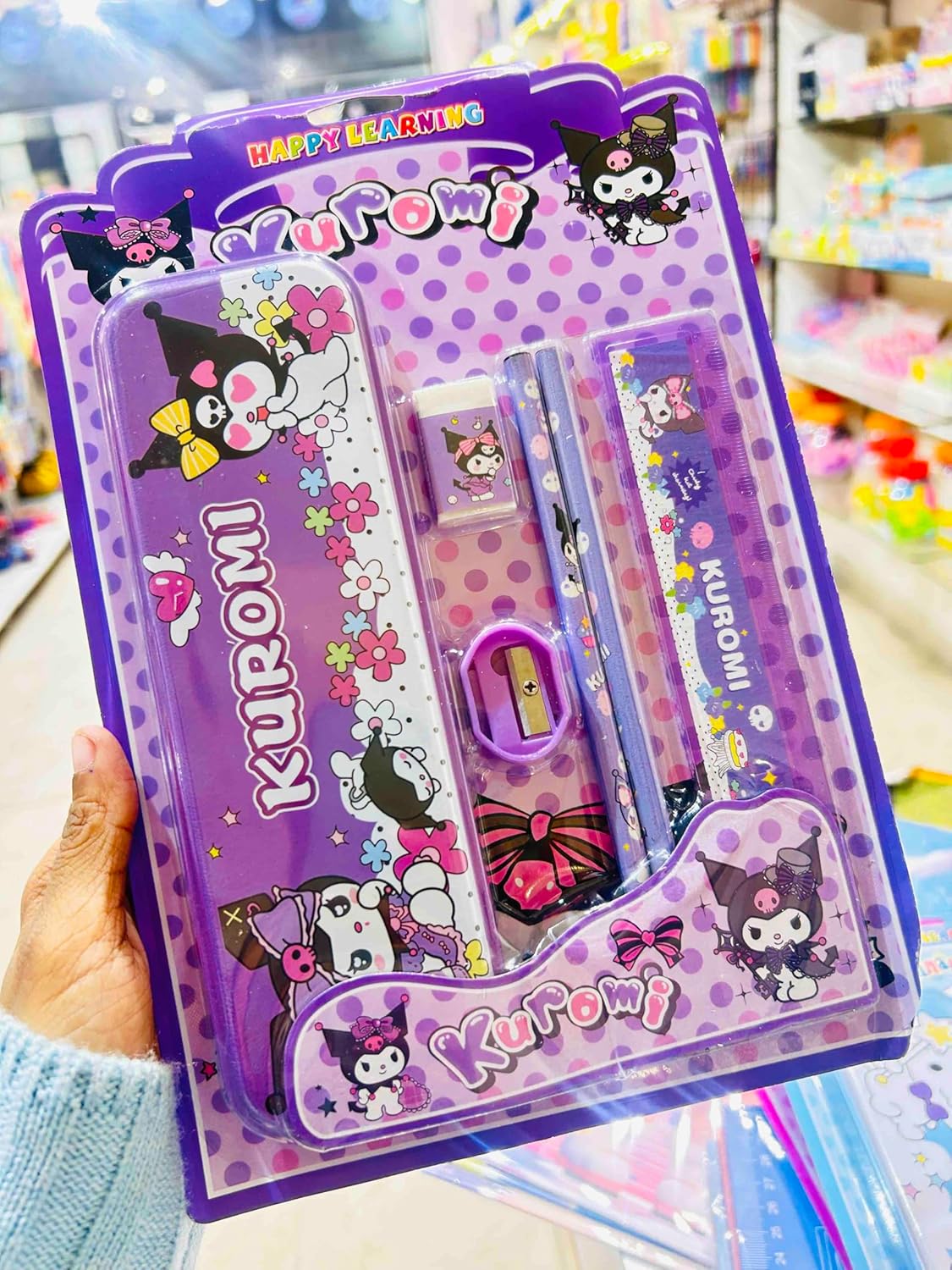 School Supply Set | Complete Stationery Kit for Kids – Includes Pencil Case, Pencils, Ruler, Sharpener, Eraser & More – Ideal for Gifting (Kuromi Gift Set)