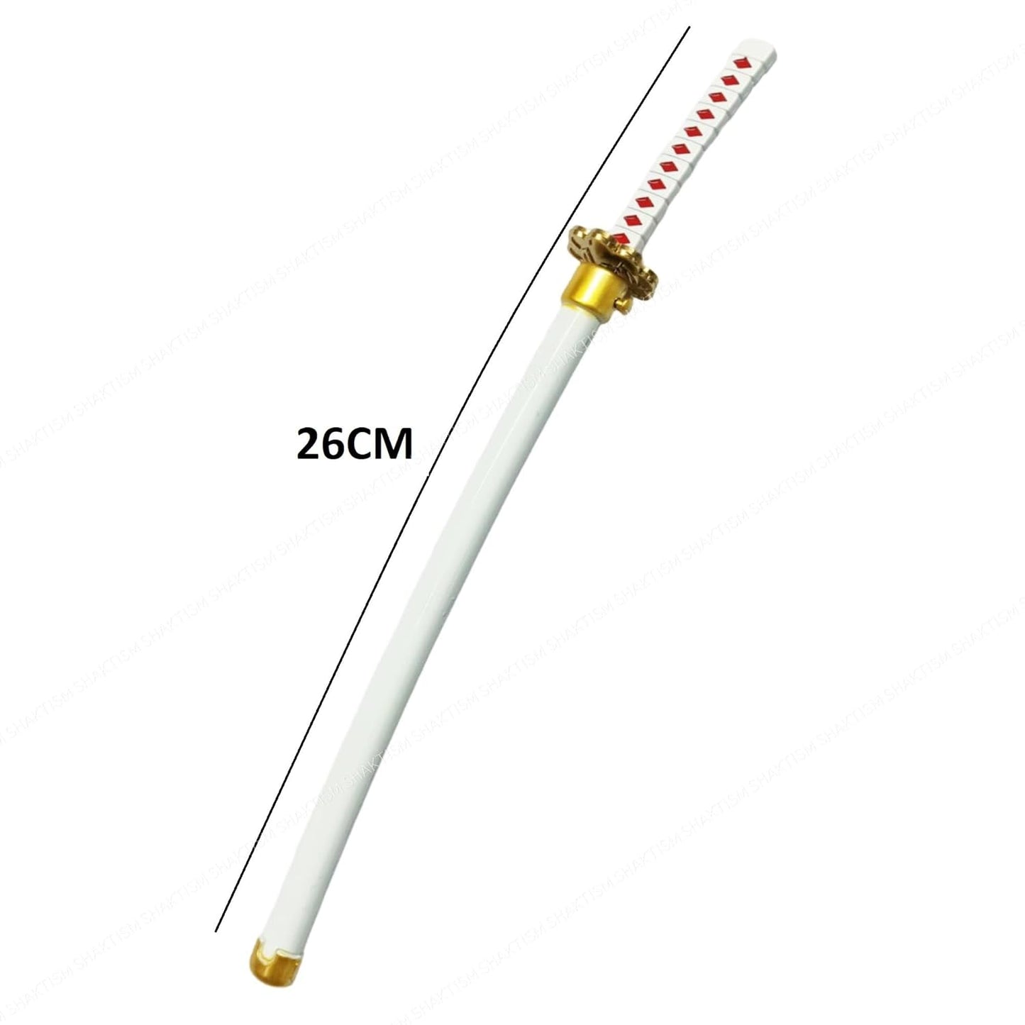 White Katana 26 cm Mini ONE Piece Anime Zoro Mini Katana, 26 cm, Sheathed Alloy, Collectible Toy Model, Anime Merchandise Mulitcolour Hand (Misturi Kanroji Katana_Lock)