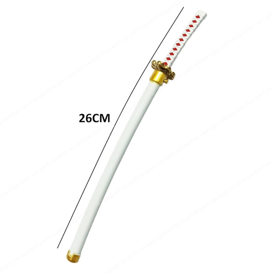 White Katana 26 cm Mini ONE Piece Anime Zoro Mini Katana, 26 cm, Sheathed Alloy, Collectible Toy Model, Anime Merchandise Mulitcolour Hand (Misturi Kanroji Katana_Lock)