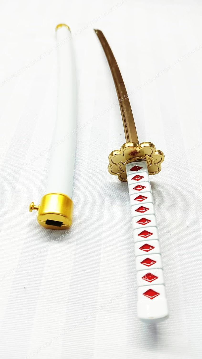 White Katana 26 cm Mini ONE Piece Anime Zoro Mini Katana, 26 cm, Sheathed Alloy, Collectible Toy Model, Anime Merchandise Mulitcolour Hand (Misturi Kanroji Katana_Lock)