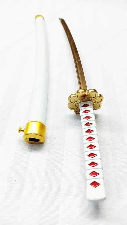 White Katana 26 cm Mini ONE Piece Anime Zoro Mini Katana, 26 cm, Sheathed Alloy, Collectible Toy Model, Anime Merchandise Mulitcolour Hand (Misturi Kanroji Katana_Lock)