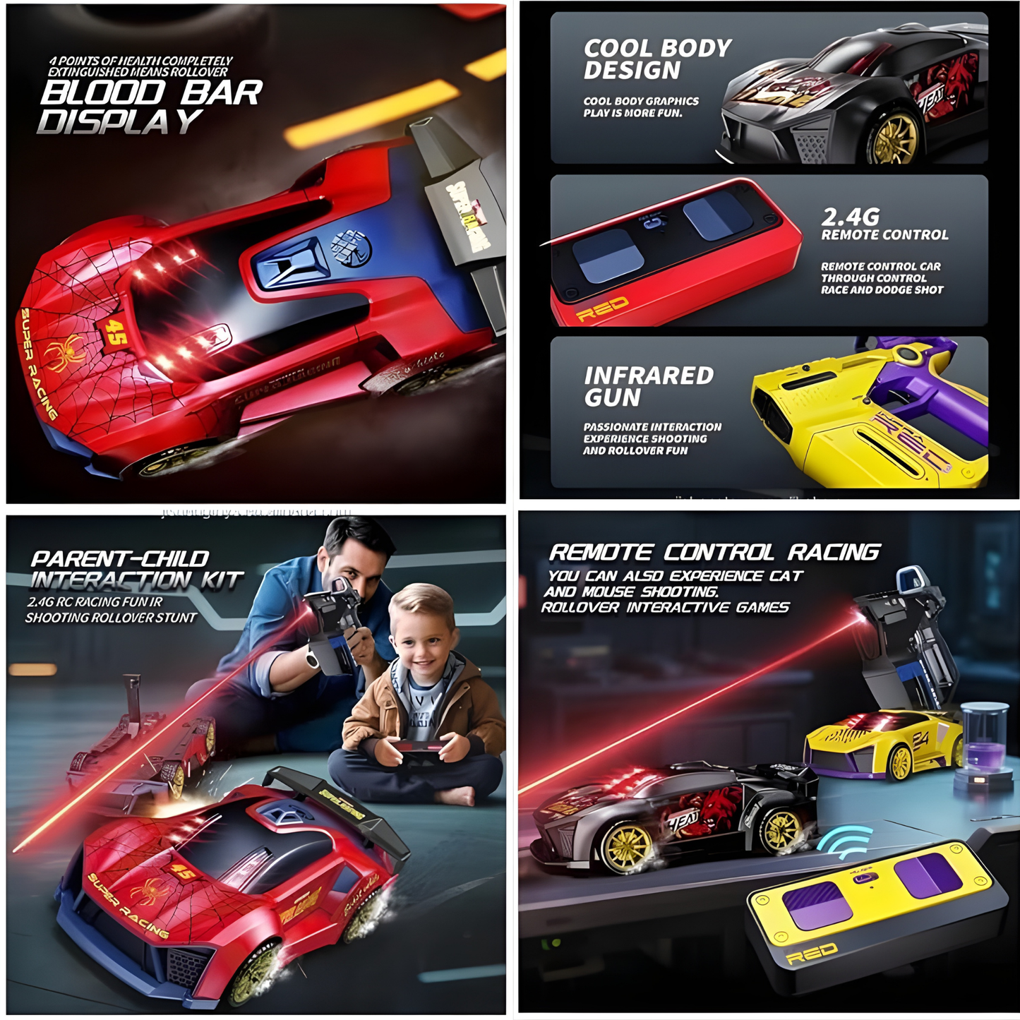 Infrared Laser Battle RC Car with Gun Controller, 2.4G Remote Control Racing Car Toy