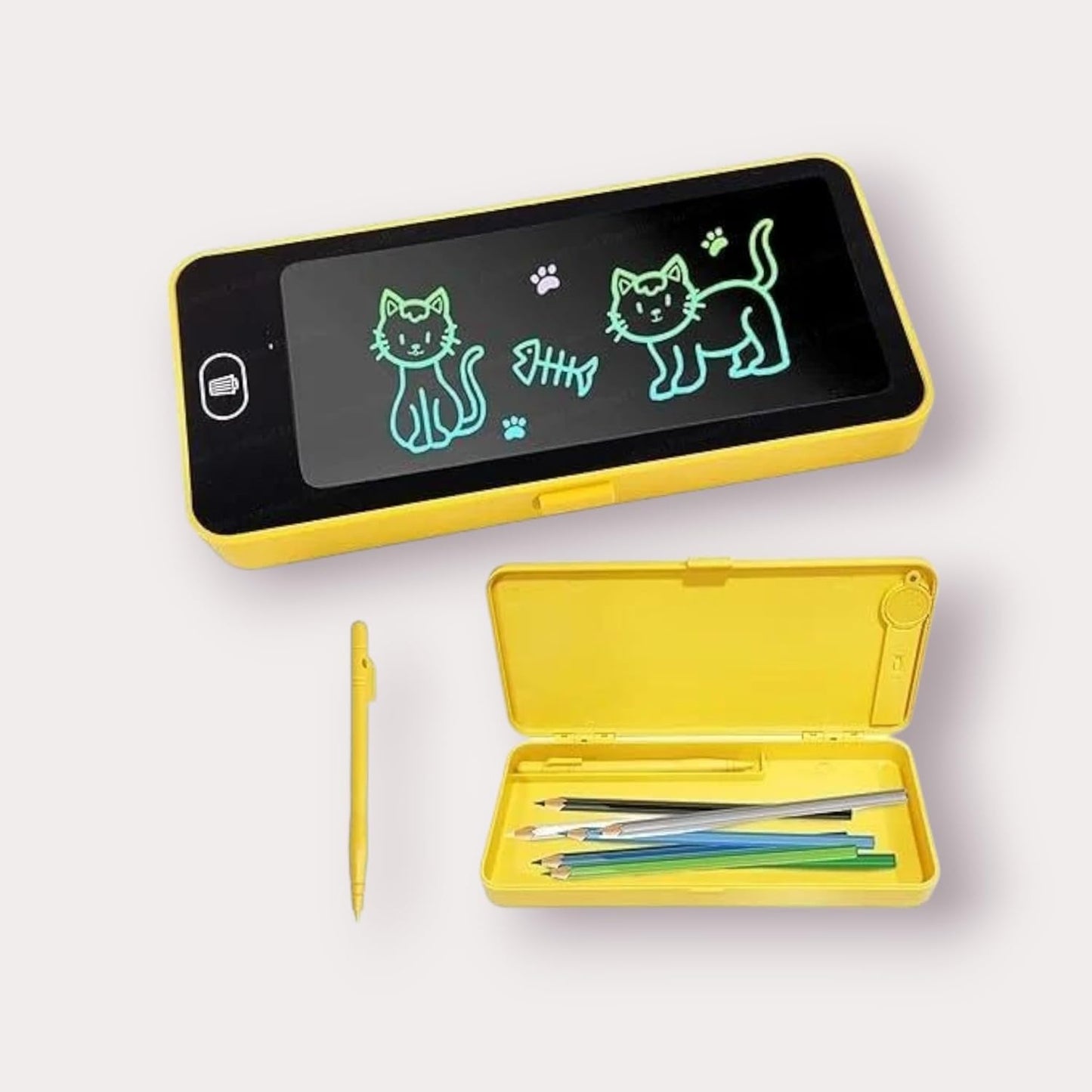 LCD Writing Pad & Pencil Case Combo – Erasable Drawing Board with Lock & Erase