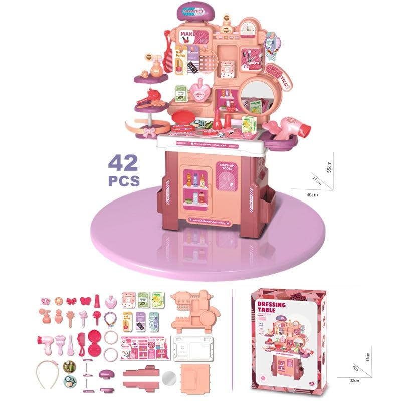 42 PCS Pretend Vanity Table Set – Makeup & Beauty Salon Toy for Girls