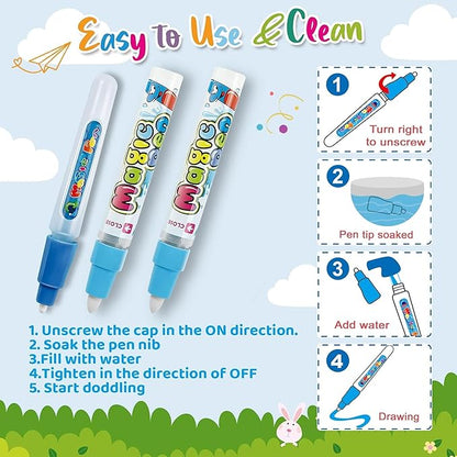 2-in-1 Doodle Water Drawing Mat for Kids 3+ Years – No-Mess Reusable Magic Coloring & Educational Painting Toy for Toddlers.