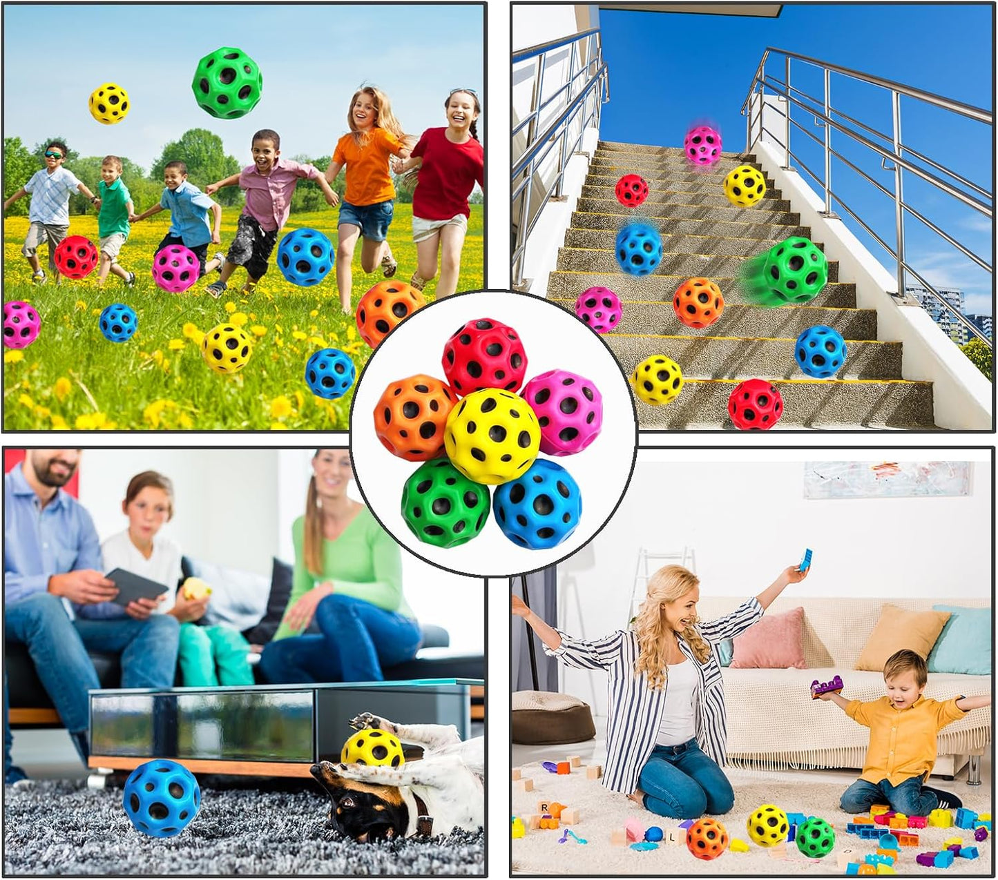 Super Bouncy Rubber Moon Ball – Soft Foam, Multicolor