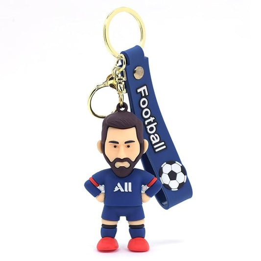 Cheers on Your Team With Football Player Ronaldo Messi 3D Rubber keychain With Long Ribbon - A Vibrant Accessory for Soccer Fans and Collectors