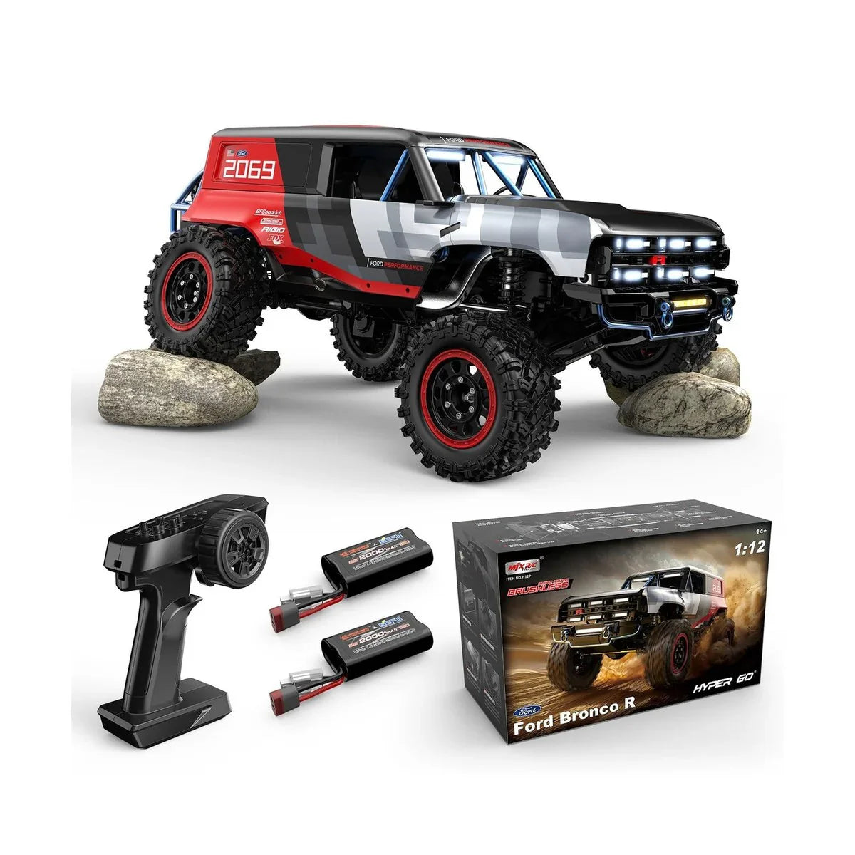 MJX Hyper Go H12P 1/12 Ford Licensed RC Crawler – Bronco Baja 1000 Brushless 4WD RTR |