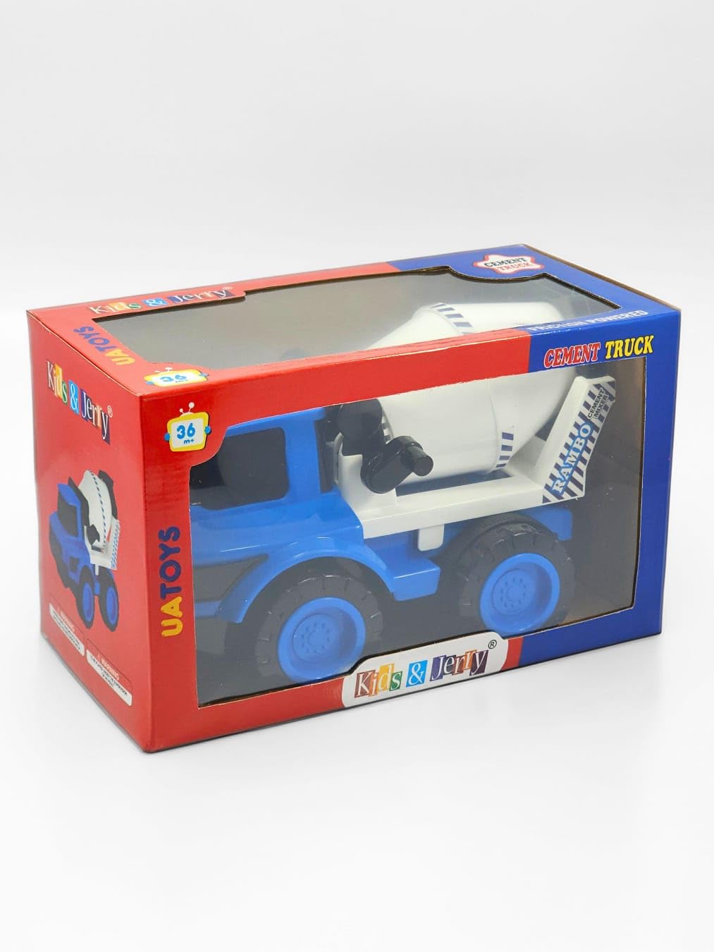 Powered Cement Mixer Truck Toy for Kids | BLUE | Sturdy Plastic Construction Vehicle | Realistic Rotating Mixer & No Batteries Required | Fun Construction Site Play Toy for Boys & Girls