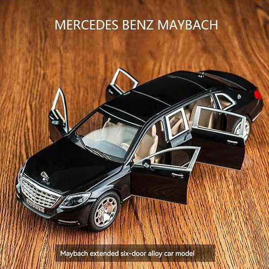 1:24 Scale Big Size Mercedes Maybach GLS600 Toy Car | Metal Diecast Car for Kids with Openable Doors, Sound, Light Effects (Black)