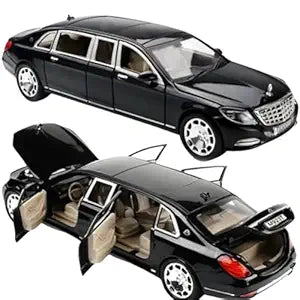 1:24 Scale Big Size Mercedes Maybach GLS600 Toy Car | Metal Diecast Car for Kids with Openable Doors, Sound, Light Effects (Black)