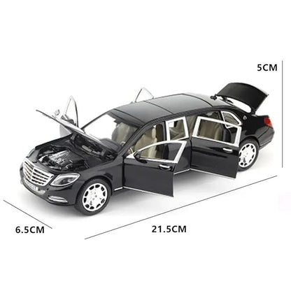 1:24 Scale Big Size Mercedes Maybach GLS600 Toy Car | Metal Diecast Car for Kids with Openable Doors, Sound, Light Effects (Black)