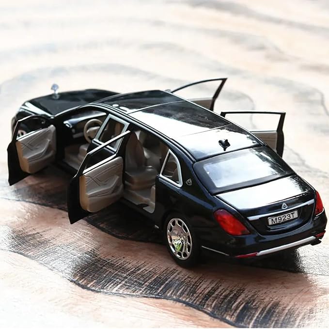 1:24 Scale Big Size Mercedes Maybach GLS600 Toy Car | Metal Diecast Car for Kids with Openable Doors, Sound, Light Effects (Black)