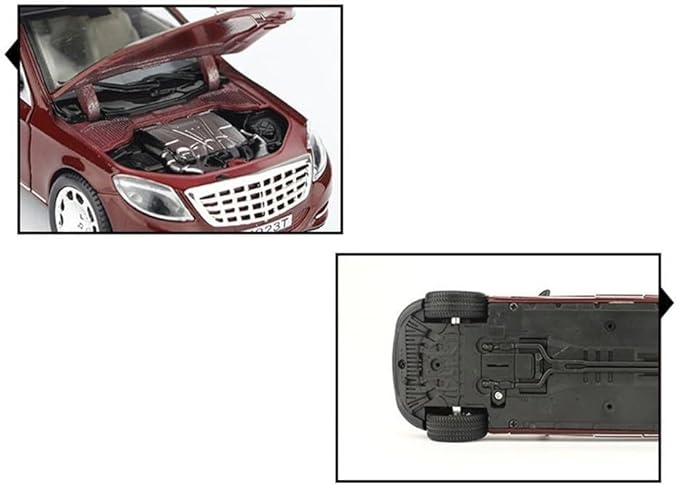 Scale 1:24 M Maybach S600 - Maroon Alloy Diecast Pullback Metal Car Toy with Sound Light & Opening Doors - Great Gift Toy for Kids