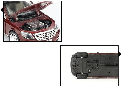 Scale 1:24 M Maybach S600 - Maroon Alloy Diecast Pullback Metal Car Toy with Sound Light & Opening Doors - Great Gift Toy for Kids