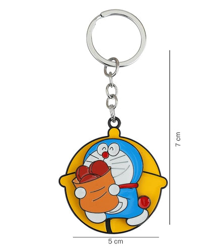 Silver Rotating Doremon Metal Keychain – Spinner Key Ring for Cars & Bikes