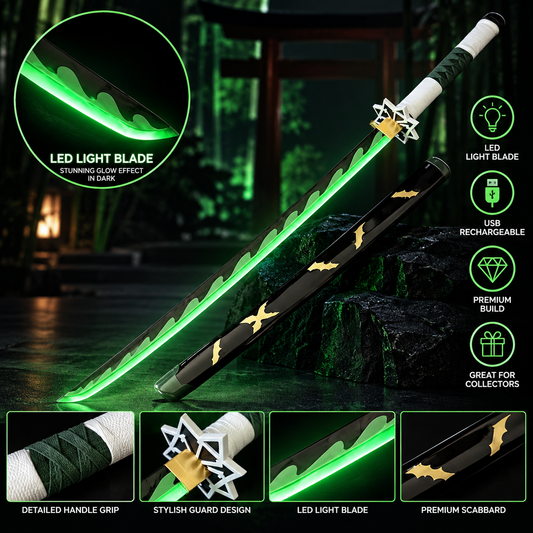 Demon Slayer Sanemi Led Katana Wooden Sword/LED Katana Toy Life Size Nichirin 104CM