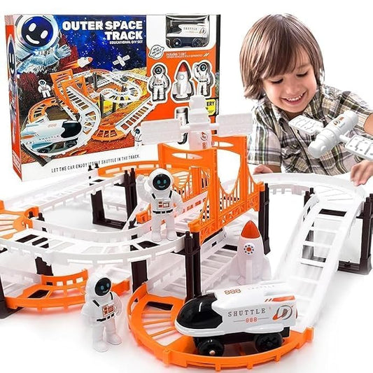 Outer Space Train Track Playset for Kids