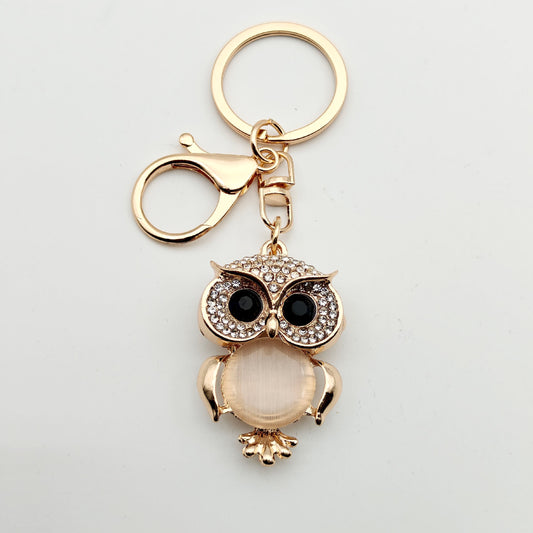 Golden Owl Diamond Keychain