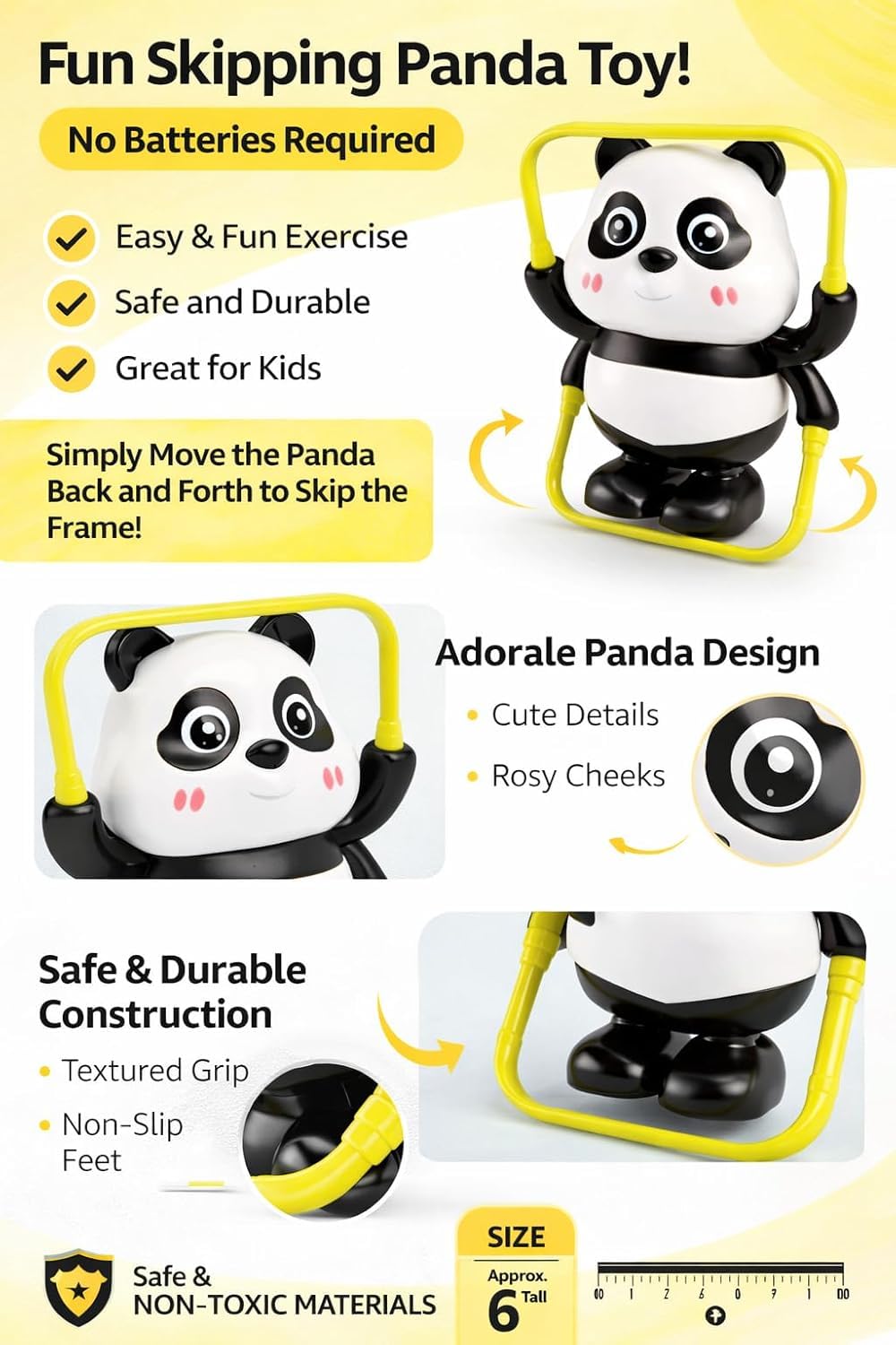 Panda Rolling Rattle Toy with Grip Frame