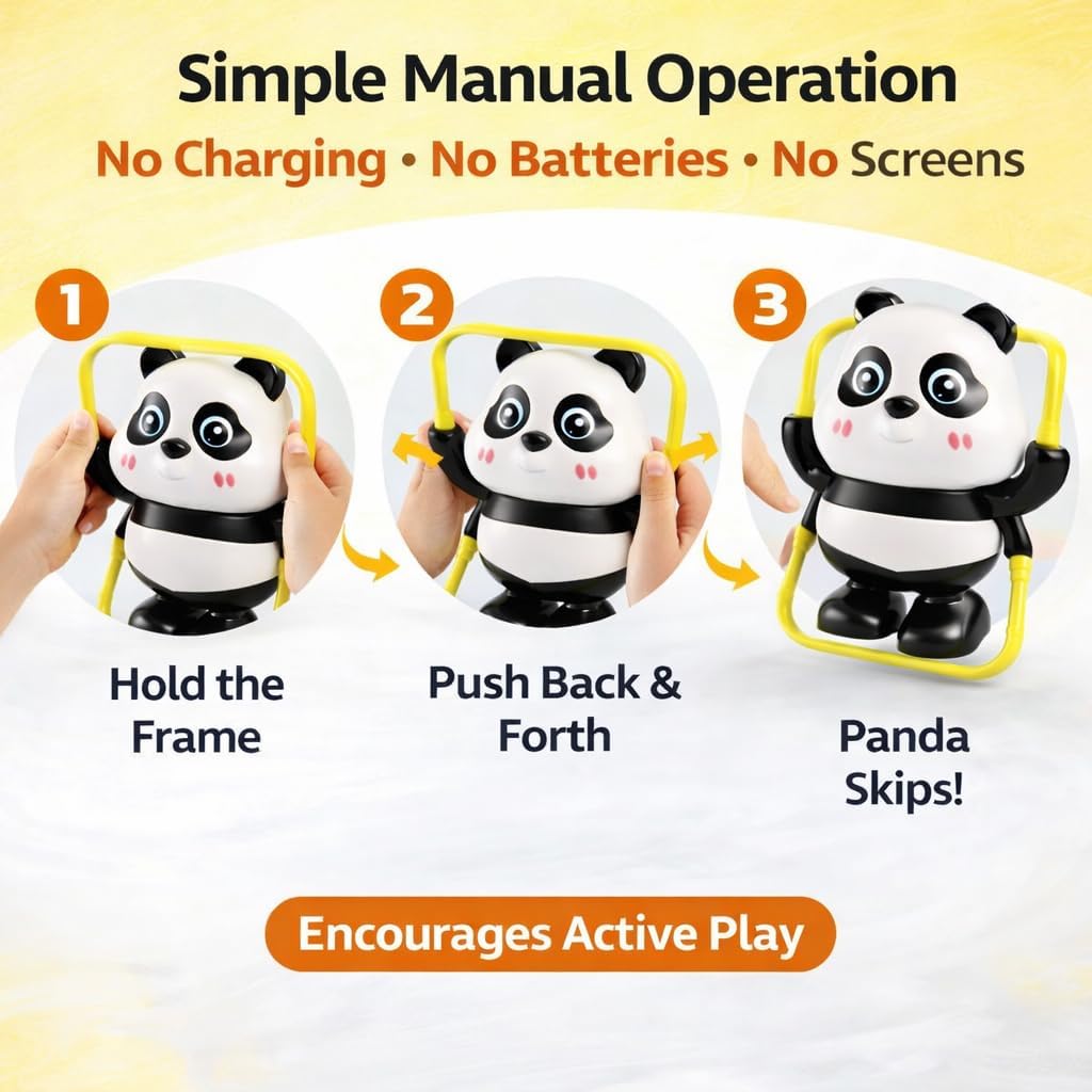 Panda Rolling Rattle Toy with Grip Frame