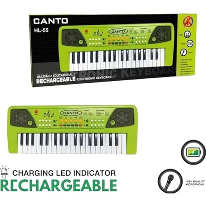 Rechargeable Kids Piano with Mic Electronic Keyboard Musical Toy (Green)