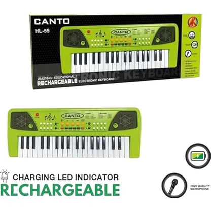 Rechargeable Kids Piano with Mic Electronic Keyboard Musical Toy (Green)