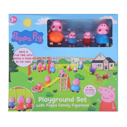 Pig Family Playground Park Set with Pig Family Figures, Slide, Swing, See-Saw, Easel Sets Pieces for Kids Playground Set for Kids.