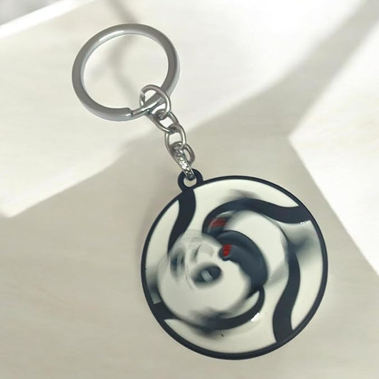 Panda Cartoon Spinning Keychain – For Bike, Car & Bags (Set of 1)