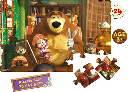 Masha and The Bear Wildlife Giant Floor Jigsaw Puzzle for Kids (24 Pieces)