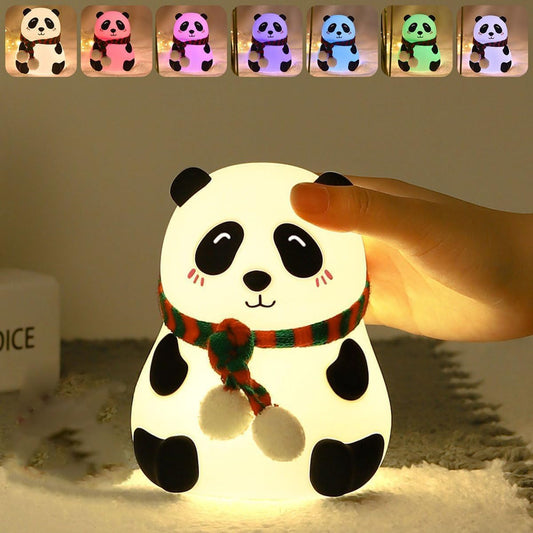 Cute Panda Night Light – USB Rechargeable Silicone Lamp