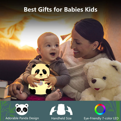 Cute Panda Night Light – USB Rechargeable Silicone Lamp