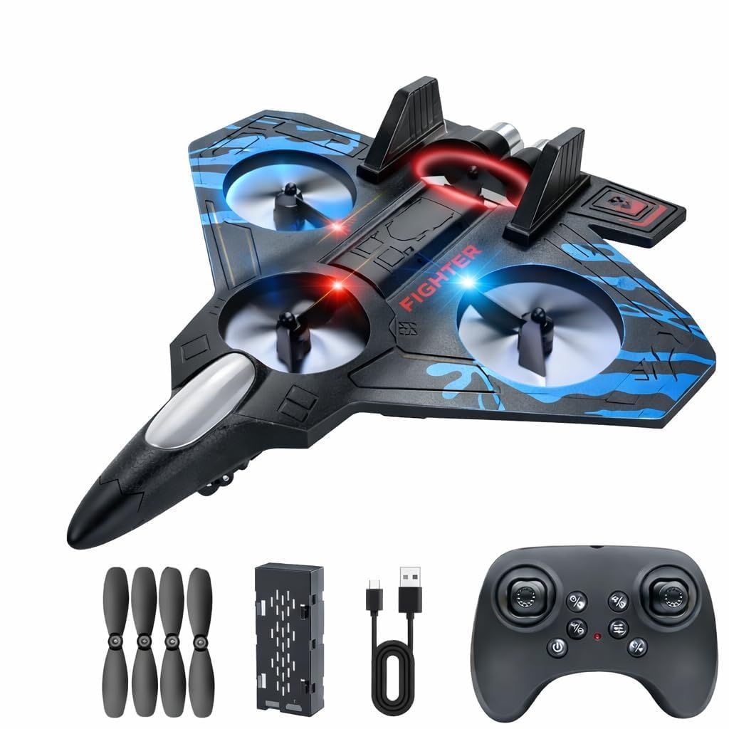 Fighter RC Drone for Kids with LED Lights, 360° Flips & One-Key Control