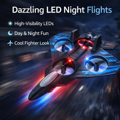 Fighter RC Drone for Kids with LED Lights, 360° Flips & One-Key Control