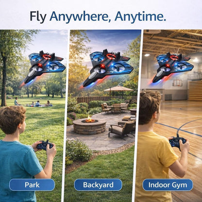Fighter RC Drone for Kids with LED Lights, 360° Flips & One-Key Control