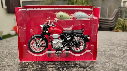 Royaldeals Classic 350 Bullet Motorcycle Scale Model 1:15 – Interchangeable Fuel Tanks, Convertible Seats, Collectible for Enthusiasts- Plastic ABS Model