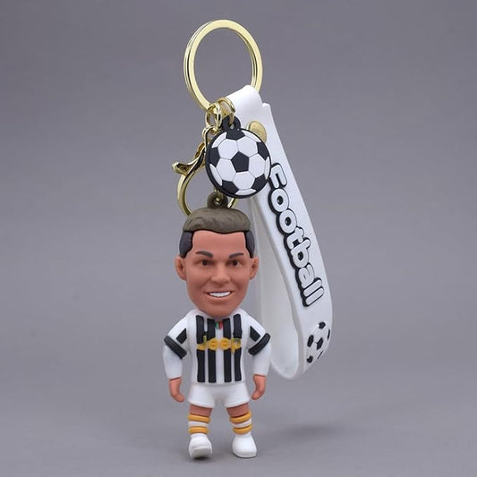 Cheers on Your Team With Football Player Ronaldo Messi 3D Rubber keychain With Long Ribbon - A Vibrant Accessory for Soccer Fans and Collectors