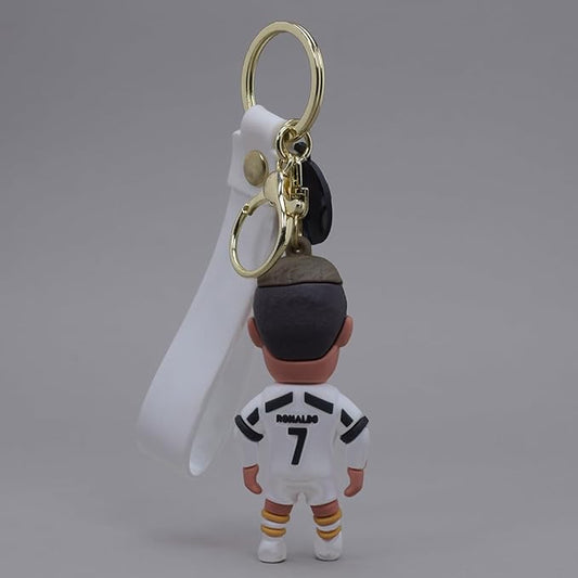 Cheers on Your Team With Football Player Ronaldo Messi 3D Rubber keychain With Long Ribbon - A Vibrant Accessory for Soccer Fans and Collectors