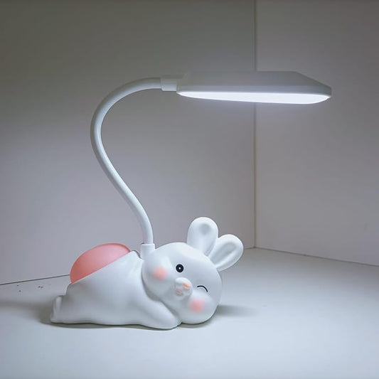 Rabbit Desk Lamp for Kids|Cartoon Bunny Shaped with Night Light for Study Table (Assorted Colours)