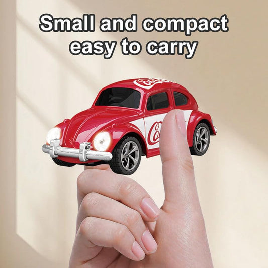 Remote Control Small Car, 1:64 Scale Off-Road RC Car, USB Rechargeable 2.4GHZ Three Speed Indoor Alloy Vehicle for Kids (Bettle Car with App Control) (Red)