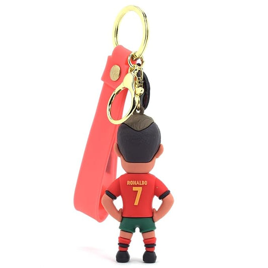 Cheers on Your Team With Football Player Ronaldo Messi 3D Rubber keychain With Long Ribbon - A Vibrant Accessory for Soccer Fans and Collectors