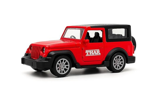 Thar Car Toy Die-Cast Metal 1:32 Scale | Openable Doors | Pullback Action | Light & Music for Kids | Red