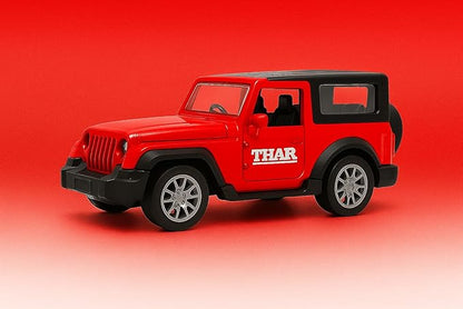 Thar Car Toy Die-Cast Metal 1:32 Scale | Openable Doors | Pullback Action | Light & Music for Kids | Red
