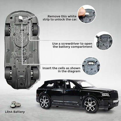 Metal Pull Back Diecast Car SUV 1:32 Big Rolls Royce CULLINAN Pull Back Car Model with Sound Light Boys Gifts Toys for Kids【Color As Per Stock】 (Rolls Royce Cullian)