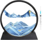 3D Dynamic Moving Sand Art Picture, Liquid Motion Sand Painting in Round Glass Frame (Blue)